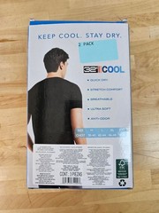 2 PACK – L / LARGE BLACK- 32 Degrees Cool Men’s Short Sleeve T-Shirts Crew Neck