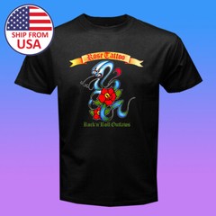 Rose Tattoo Men’s Black T-Shirt Size S-5XL