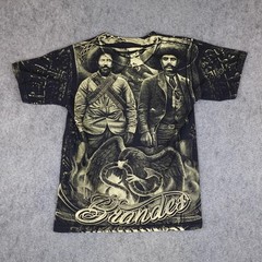 Vintage Emiliano Zapata Pancho Villa Shirt Mens Small Mexican All Over Print AOP