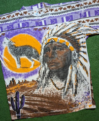 Vintage 1990s Native American Americana Chief Wolf Sun L T shirt