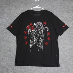 Sean John Mens Black Tiger Boxing Graphic Print Short Sleeve T Shirt Large