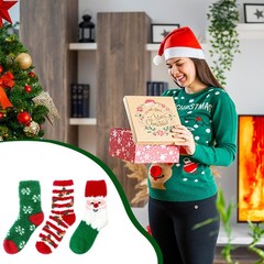 3 Pairs Cute Christmas Fluffy Fuzzy Socks Women Winter Warm Cozy Home Wear