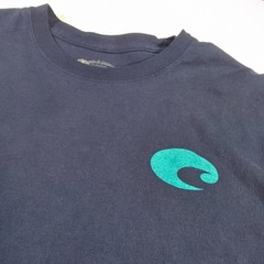 Costa Del Mar Men’s T-Shirt Logo Print Tee Long Sleeve Crew Navy Blue Medium