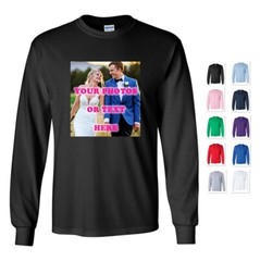PERSONALIZED CUSTOM PRINT YOUR OWN PHOTO OR TEXT LONG SLEEVE T-SHIRT TEE MEN’S