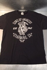 SONS OF ANARCHY Shirt L Road Gear CHARMING CA EST 1967 Grim Reaper Harley TEE LG