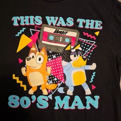 Bluey T Shirt Mens Medium 80s Retro Graphic Tee Black Cartoon Bingo Bandit