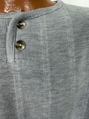 Vintage 90s Ribbed Henley Men XL Oversized Drop Shoulder Minimalist Grunge Heavy
