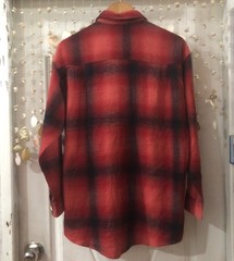 Wool Flannel Shirt Size L Red Shadow Plaid Wool Flannel Shirt Size L Red Shadow
