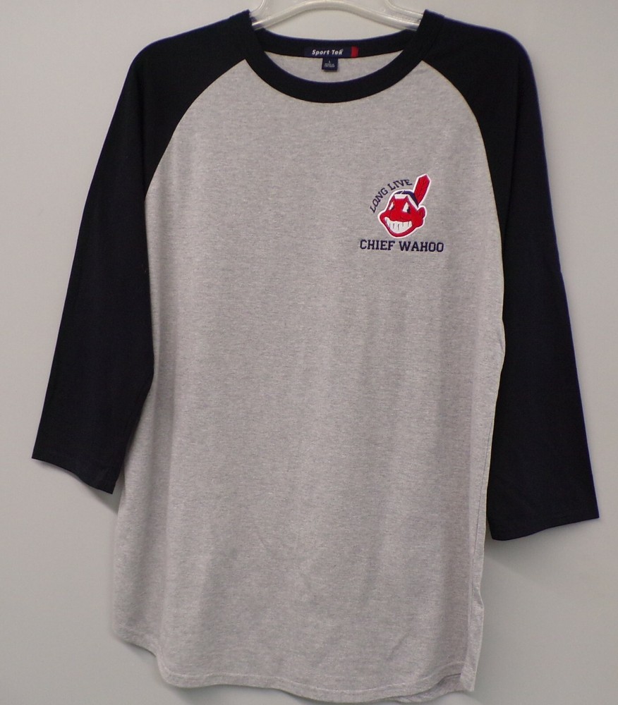 Cleveland Indians Long Live Chief Wahoo Colorblock Raglan Jersey T-Shirt XS-6XL