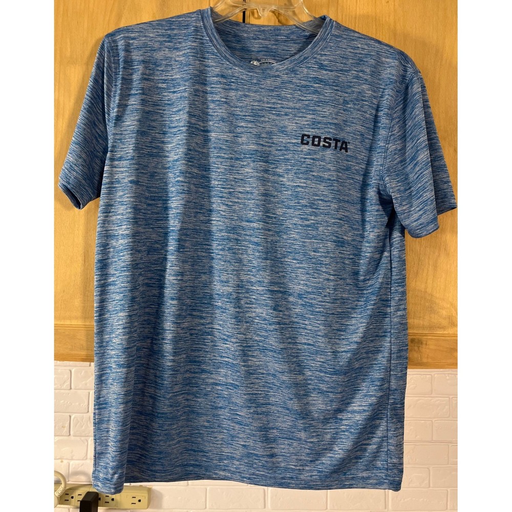 Costa Del Mar Performance Shirt Mens Size M Blue Heather Graphic Fishing Tee