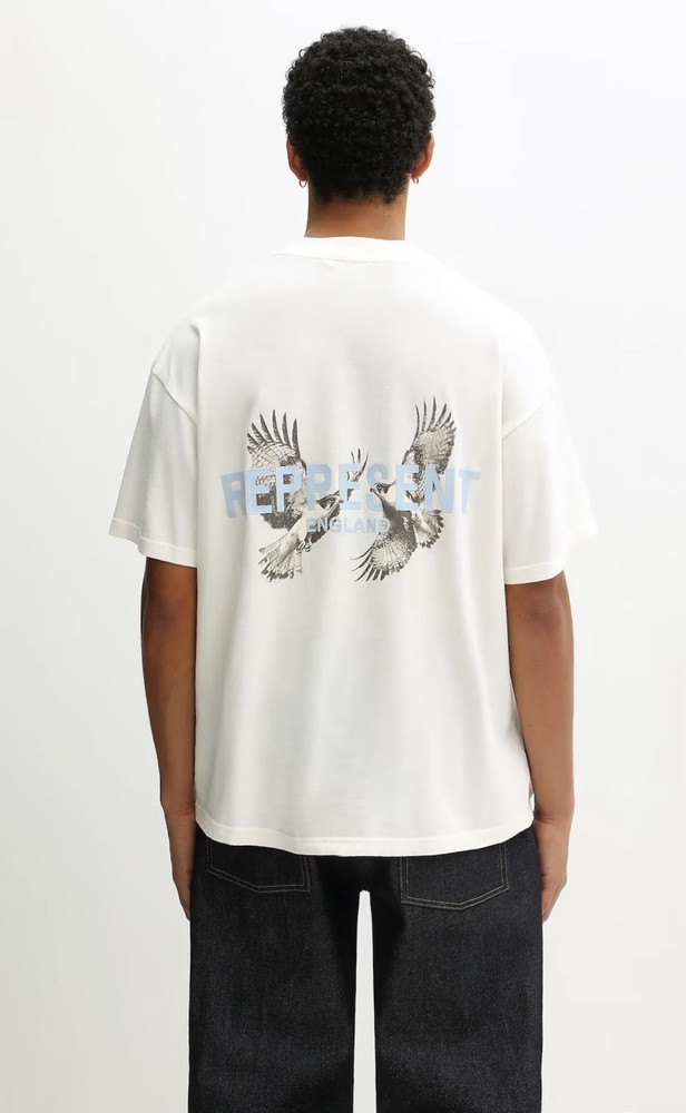 REPRESENT LEGACY FALCON FLAT WHITE T-SHIRT Size Small Oversized