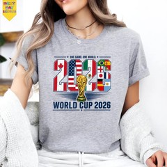 World Cup 2026 Trophy Graphic T-Shirt USA Canada Mexico Soccer Fan Tee