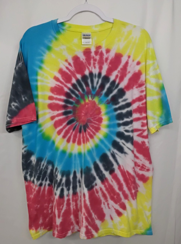 New Tie Dye Men’s T-Shirt Red Green Adult XL Multicolor Summer Spiral