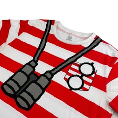 Where’s Waldo Men’s Red & White Stripe S/S T-Shirt • Medium