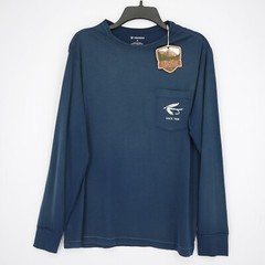 Cremieux Men’s Long Sleeve Shirt M Blue Solid National Park Fish 100% Cotton NWT