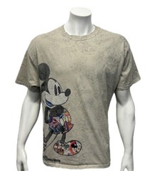 Disney Parks Tan Multi Color Mickey Mouse Graphic Adult T-Shirt Tee Size XL
