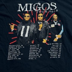 Migos Tour 2018 Rap Graphic Concert T-Shirt Large Black Mens Fruit of the Loom