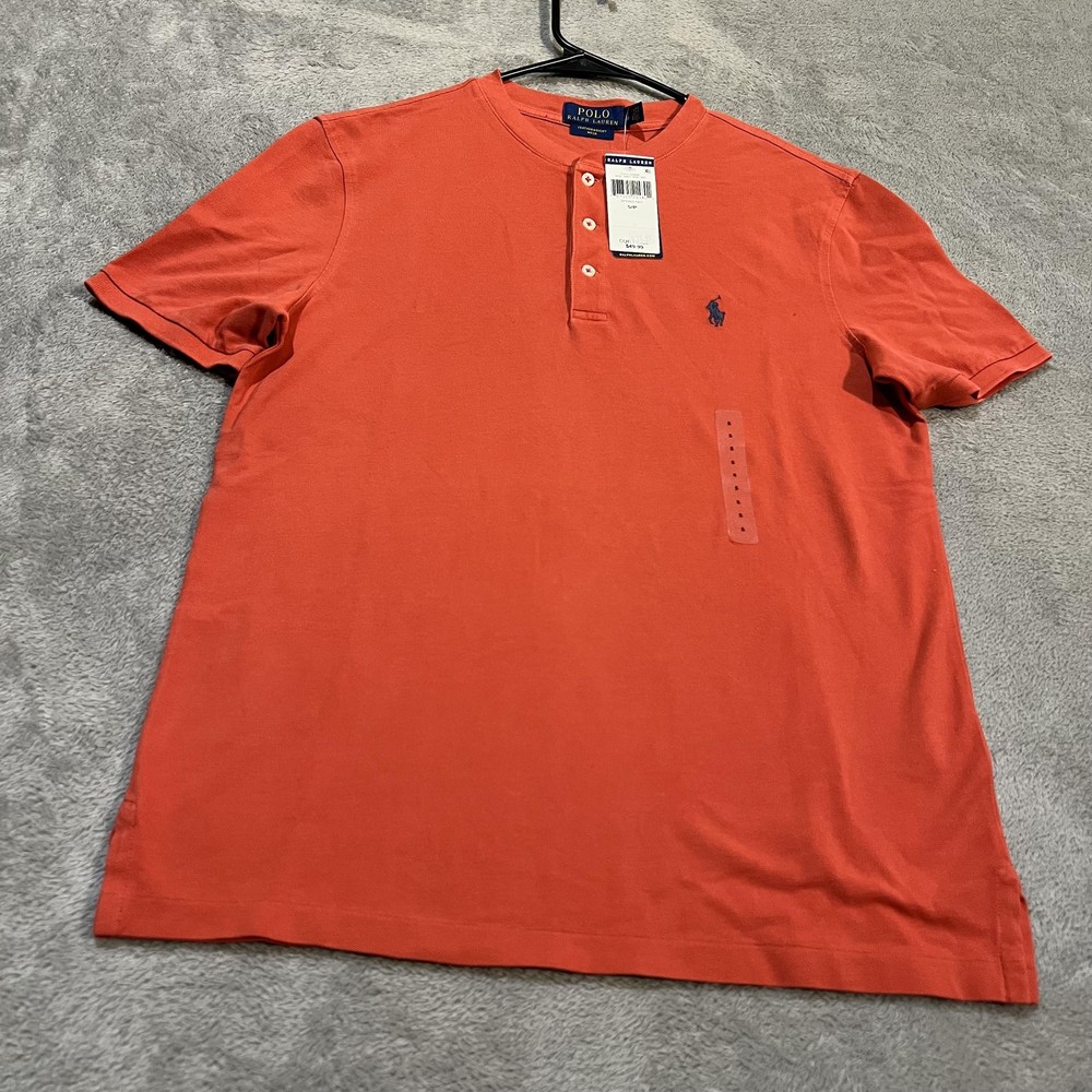 Polo Ralph Lauren Shirt Mens Small Red Featherweight Mesh Henley Tee T-Shirt