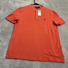 Polo Ralph Lauren Shirt Mens Small Red Featherweight Mesh Henley Tee T-Shirt