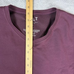 BYLT Shirt Mens L Drop Cut S/S V-Neck Lux Maroon Stretch Curved Hem Athletic