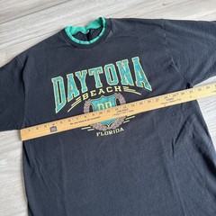 Vintage 80s 90s Daytona Beach Florida Ringer T Shirt Mens Size XL Black Green