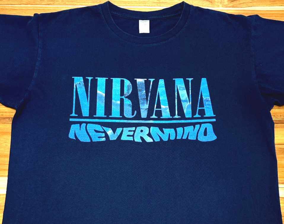 Nirvana Nevermind T Shirt XL Navy Blue Double Sided Kurt Cobain Grunge Band Tee