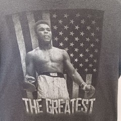 The Greatest Muhammad Ali Tshirt Gray Screenprint SS Men L Small Flag Boxing