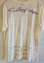 Y2K Christian Audigier Ed Hardy VIF XL Cream T-Shirt Beaded Stitched Stored New