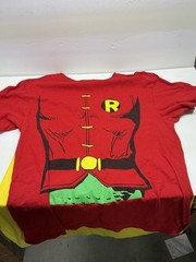 DC Comics Batman Originals Size Medium Robin Red Tee Shirt Yellow Removable Cape