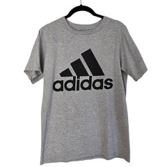 Adidas Heather Gray Badge of Sport Graphic T‑Shirt Athletic Logo Tee Size Small