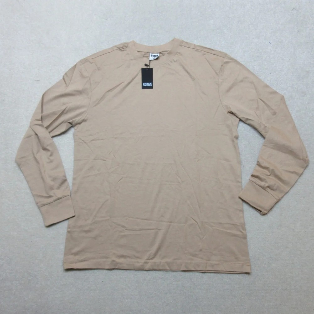 Urban Classics Tall Tee Long Sleeve Shirt M Tan Cotton Casual Wear
