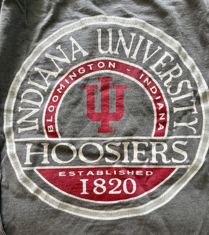 VINTAGE Indiana University Hoosiers 100% Cotton Gray Long Sleeve Shirt Men’s M