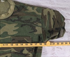 Vintage Camo Mesh Shirt Men M L Fishnet Waffle Grid Open Weave Woodland Tactical