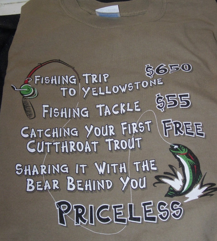 Funny Gag Fishing T Shirt,Priceless,Brown,UltraCotton,Gidan,XL