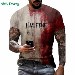 Problem Solved Bloody Print Men’s Clothing Fashion T-shirts for Men Horrible