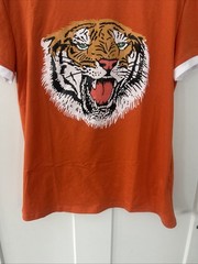 NWOT Gorgeous Bright Orange Growling Tiger Classic Graphic S/S Tee Unisex Medium