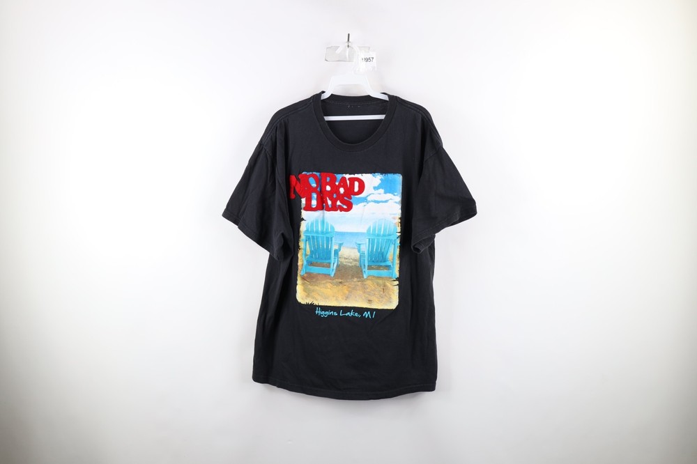 Vtg 90s Streetwear Mens Large Faded Spell Out No Bad Days Beach T-Shirt Black