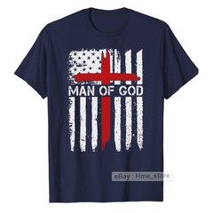 Man of God American Flag Cross T-Shirt Christian Faith Catholic Dad Grandpa