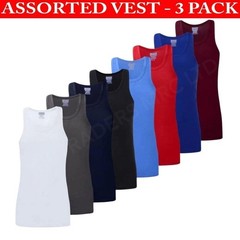 6 PACK 3 Men’s Vest Tops 100% Cotton Plain Classic Summer Training Gym Tank Top