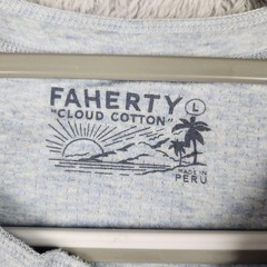Faherty Shirt Mens Large Gray Cloud Cotton Henley Long Sleeve Soft Pima Modal