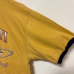 【HARLEY-DAVIDSON】00s Ringer T-shirt 両面ロゴ 星条旗 リンガーTシャツ S-5950