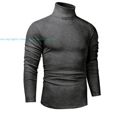 Men Lightweight Long Sleeve Knitted Pullover Tops Turtleneck base layer T-Shirts