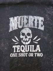 Muerte Tequila Men’s Medium Acid Wash T Shirt Skull Graphic One Shot Or Two