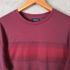 Claiborne Shirt Mens XL Burgundy Striped Crew Neck Modal Blend Short Sleeve