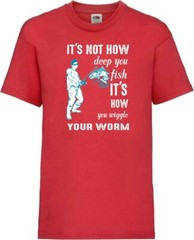 Fishing Wiggle Your Worm Humour Novelty T Shirt Various Colours And Sizes