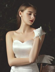 Womens Short Satin Gloves Wrist Length Gloves for Wedding Opera Party 1920s T…