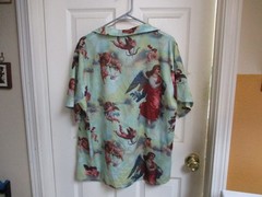Cool Green Short Sleeve Button Shirt Praying  Angel/Cherub- M