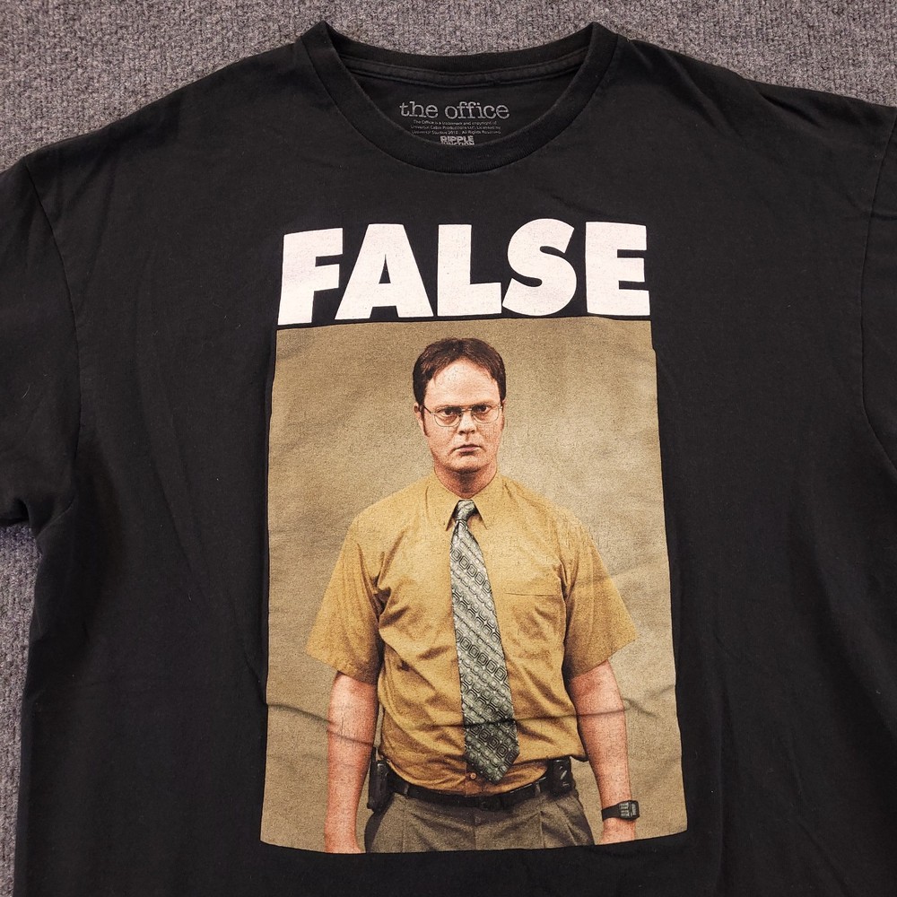 The Office Dwight Schrute False Meme Graphic T Shirt Mens XL Black Crew