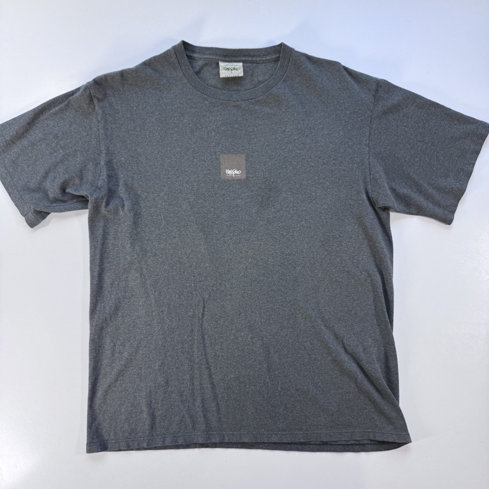 Vintage MOSSIMO Short Sleeve Box Logo T-Shirt Mens Medium Gray Made in USA 90s