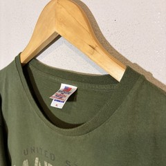 Marines Shirt Men XL Green Graphic Crew Military Simper Fi USA American Flag